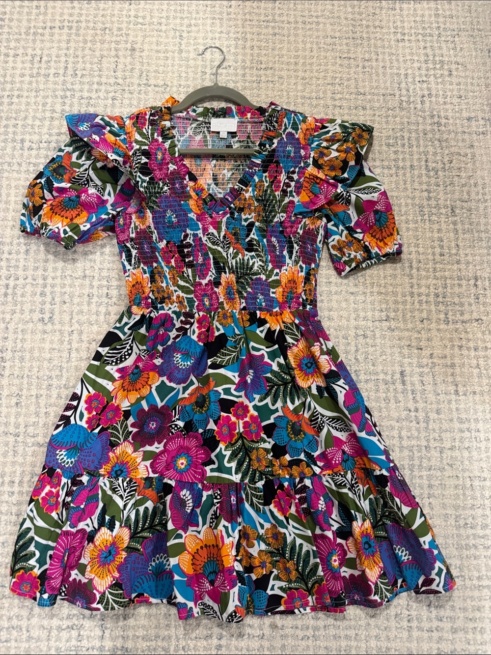Sugarlips Multicolor Floral Smocked V-Neck Dress